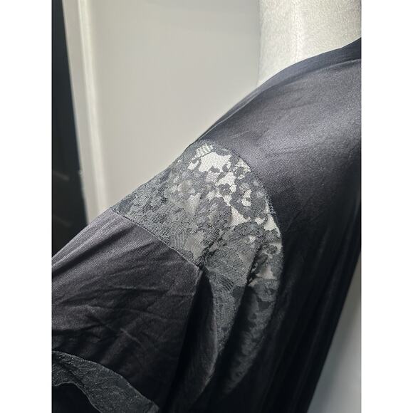 Vintage Slip Nightgown W Matching Overcoat Robe Black Set Size 38 Whimsigoth - Picture 14 of 15